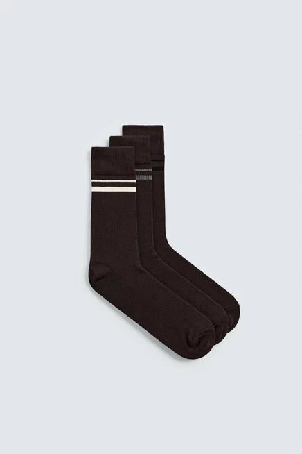 Мужские носки Zara полосатые, 3 пары, шоколадные