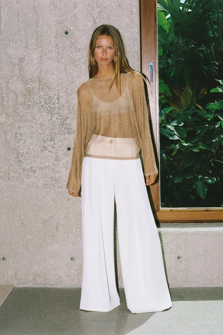 Женский топ ZARA Metallic Thread с люрексом, золотой