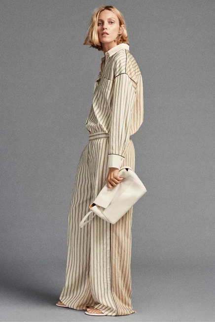Женская рубашка Zara в полоску, экрю