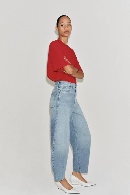 Женские джинсы ZARA ZW с высокой талией, голубые