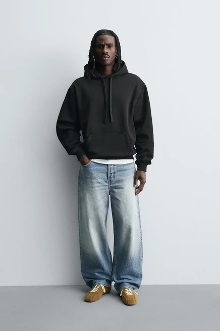Мужское плотное худи ZARA Basic, черное