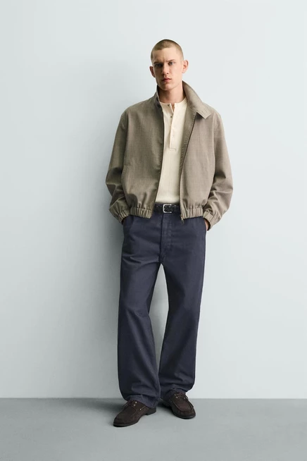 Мужские чиносы ZARA свободного кроя с шлевками, синие