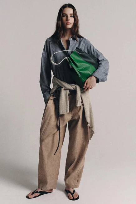 Женские брюки Zara ZW Collection из льна, оранжевые