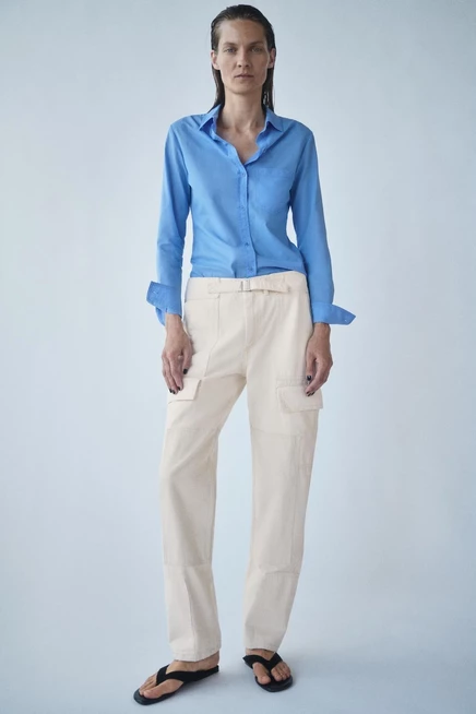 Женские брюки ZARA Patchwork, экрю