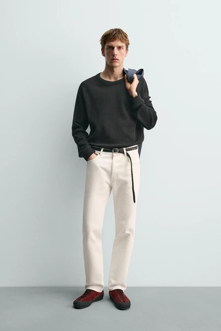 Мужская футболка ZARA Aaron Levine вафельная, антрацитовая