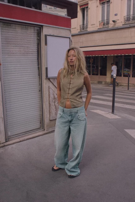 Женский жилет ZARA плиссированный, коричневый