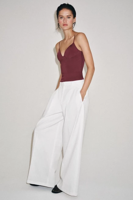 Женский топ Zara из смесовой пряжи, гранатовый