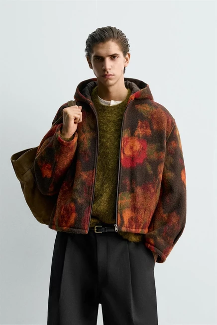 КУРТКА С КАПЮШОНОМ СВОБОДНОГО ПОКРОЯ ОТ ZARA multicolored