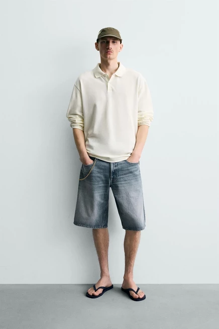 Мужские джинсовые шорты ZARA Baggy Fit, голубые
