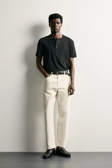 Мужские джинсы ZARA Regular Fit, легкие, экрю