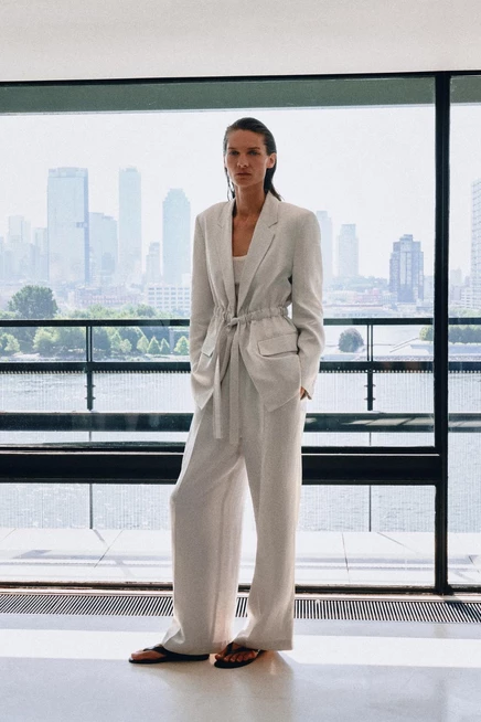 Женский сатиновый блейзер ZARA ZW, светло-голубой