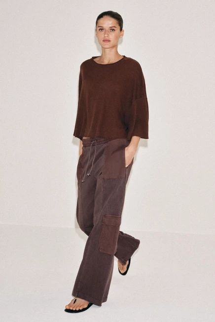 Женские карго-брюки ZARA с потертостями, коричневые