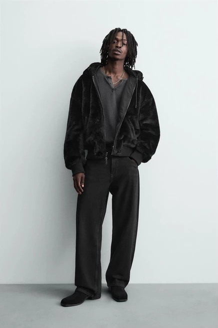 Мужской двусторонний бомбер ZARA, черный
