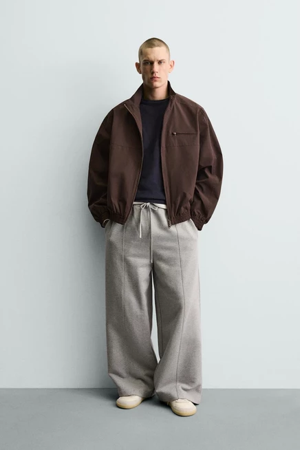 Мужская ветровка ZARA boxy fit непромокаемая, коричневая