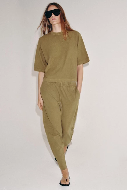 Женские брюки Zara с эффектом потертости, оливковые