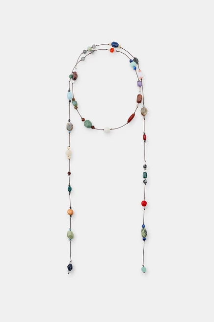 Женский плетёный пояс ZARA Beaded Stone Cord, разноцветный