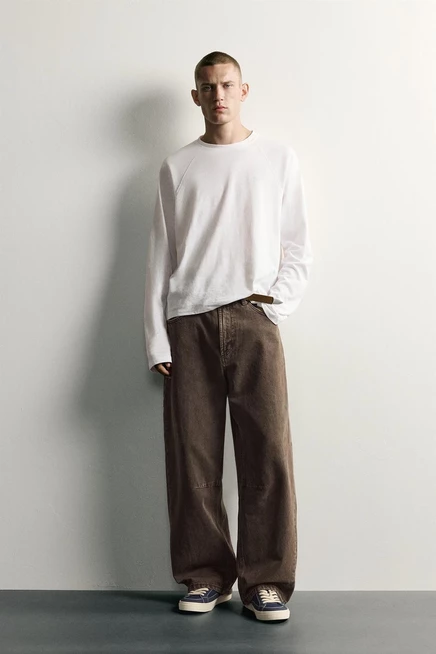 Мужские брюки ZARA с кулиской, коричневые