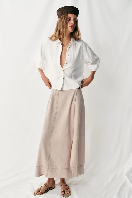 Женская рубашка ZARA укороченная, белая