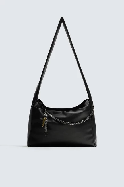 Мужская сумка через плечо Zara с цепочкой, черная