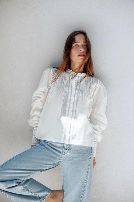 Женская рубашка Zara Romantic с вышивкой, белая